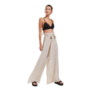 BILLABONG UO Happy‎ Dance Striped Wide-Leg Elastic Waist Pants Sz S Palazzo Boho